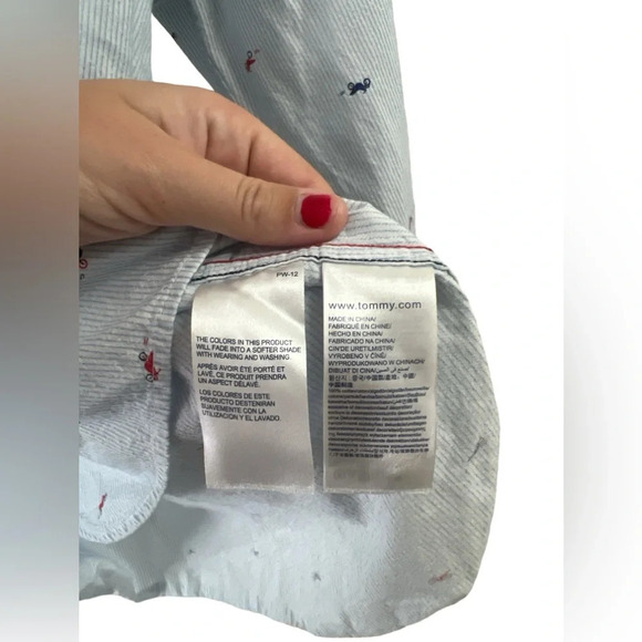 Tommy blue motorcycle men’s long sleeve button down shirt - Picture 4 of 5